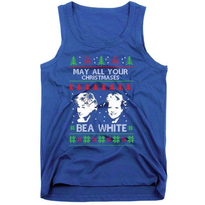 May All Your Christmases Bea White Funny Holiday Ugly Cute Gift Tank Top