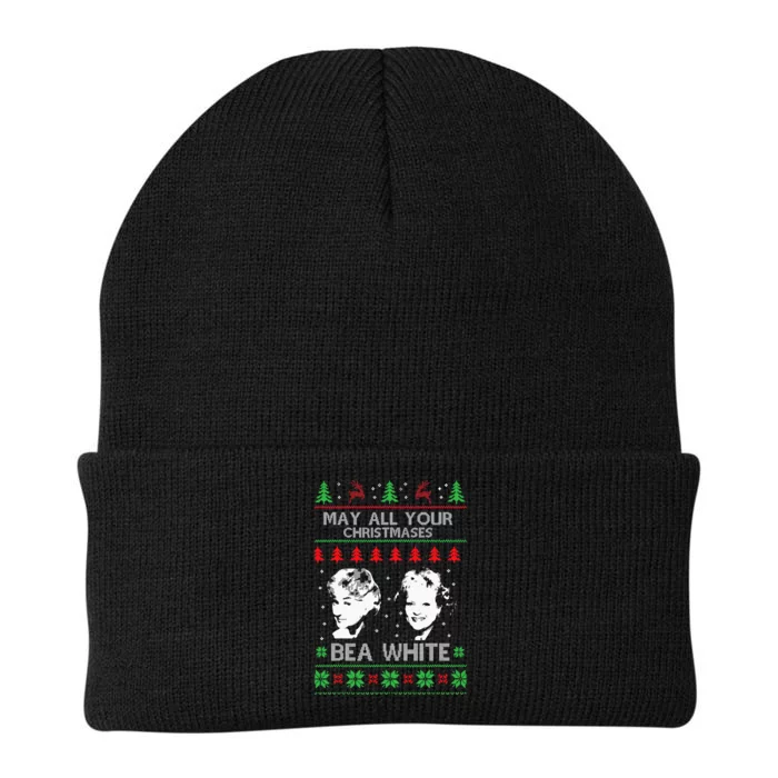 May All Your Christmases Bea White Funny Holiday Festive Knit Cap Winter Beanie