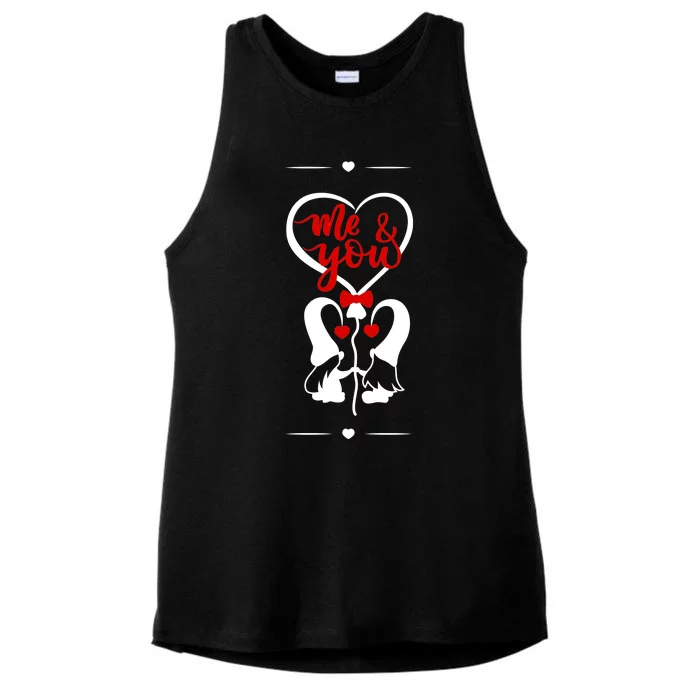 Me And You Happy Valentines Day Gnomes And Hearts Ladies Tri-Blend Wicking Tank