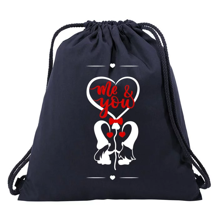 Me And You Happy Valentines Day Gnomes And Hearts Drawstring Bag