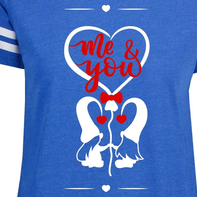 Me And You Happy Valentines Day Gnomes And Hearts Enza Ladies Jersey Football T-Shirt