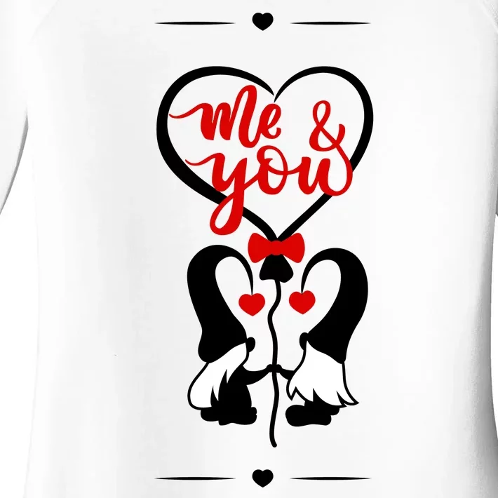 Me And You Happy Valentines Day Gnomes And Hearts Women's Perfect Tri Tunic Long Sleeve Shirt