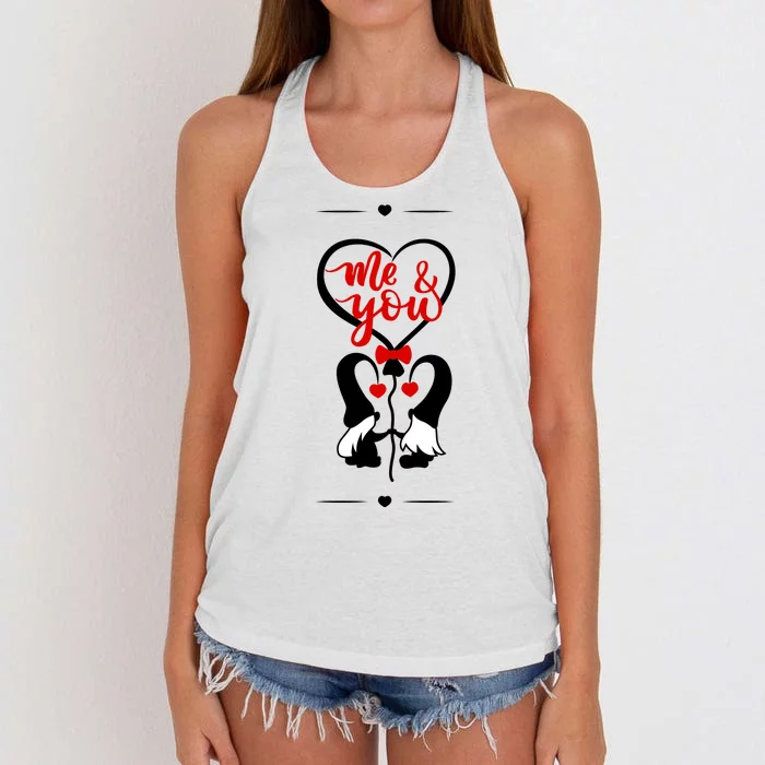 Me And You Happy Valentines Day Gnomes And Hearts Women's Knotted Racerback Tank