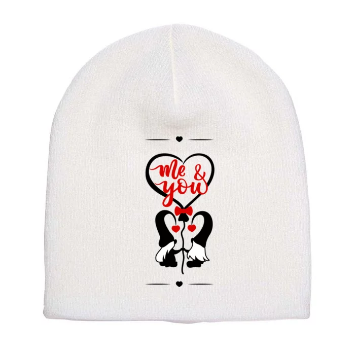 Me And You Happy Valentines Day Gnomes And Hearts Short Acrylic Beanie