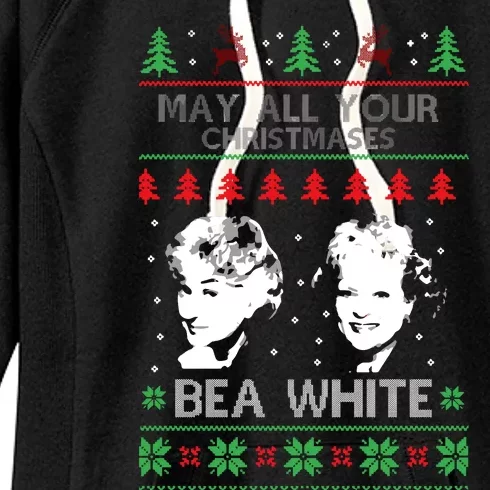 May All Your Christmases Bea White Funny Holiday Festive Women's Fleece Hoodie