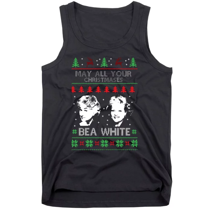 May All Your Christmases Bea White Funny Holiday Festive Tank Top