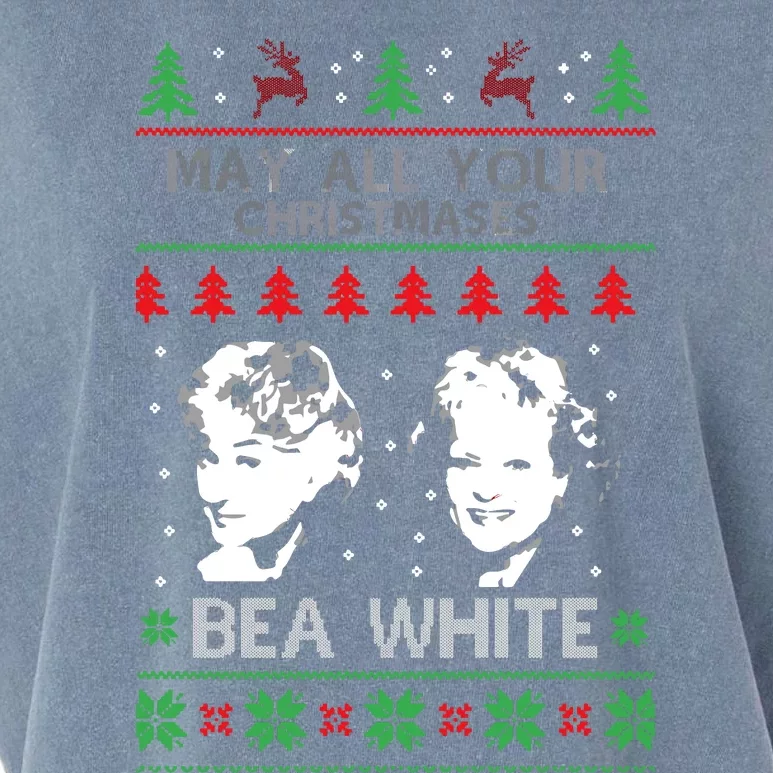 May All Your Christmases Bea White Funny Holiday Festive Garment-Dyed Women's Muscle Tee