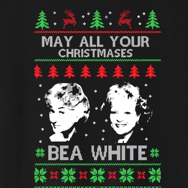 May All Your Christmases Bea White Funny Holiday Festive Women's Crop Top Tee