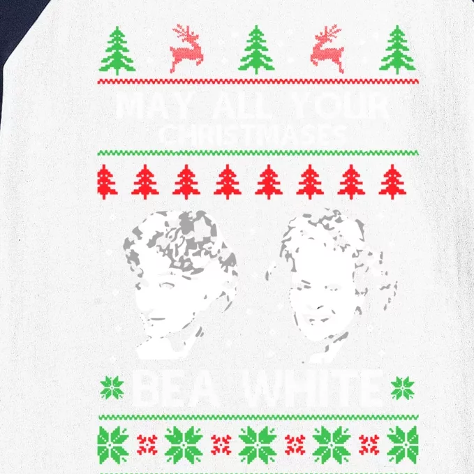 May All Your Christmases Bea White Funny Holiday Festive Baseball Sleeve Shirt