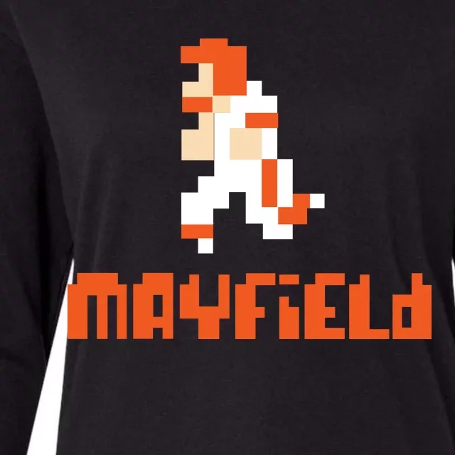 Mayfield Pixel Quarterback Cleveland Womens Cotton Relaxed Long Sleeve T-Shirt