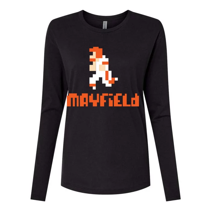 Mayfield Pixel Quarterback Cleveland Womens Cotton Relaxed Long Sleeve T-Shirt