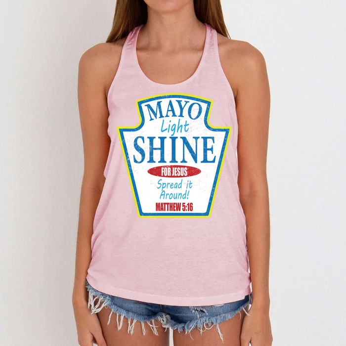 Mayo Light Shine for Jesus Women's Knotted Racerback Tank