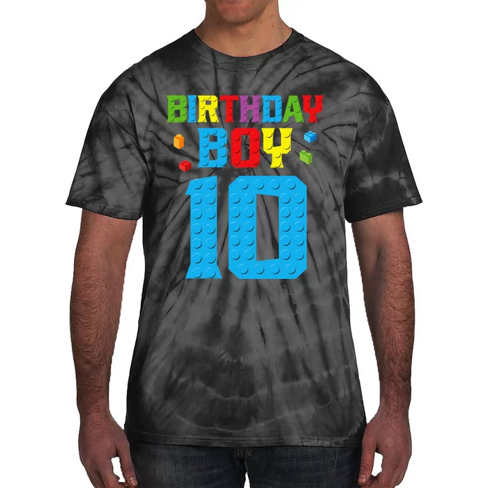 Master Builder 10th Birthday Ten 10 Year Building Bricks Tie-Dye T-Shirt