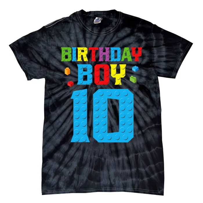 Master Builder 10th Birthday Ten 10 Year Building Bricks Tie-Dye T-Shirt