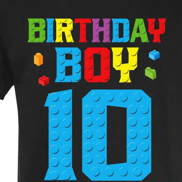 Master Builder 10th Birthday Boy Ten 10 Year Building Bricks Garment-Dyed Heavyweight T-Shirt