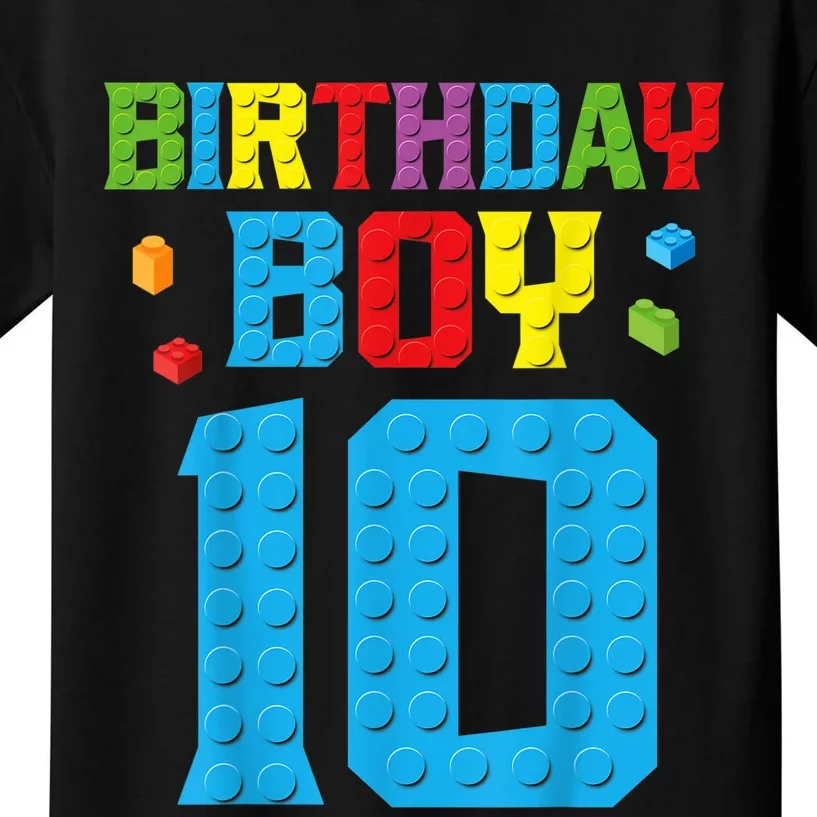 Master Builder 10th Birthday Boy Ten 10 Year Building Bricks Kids T-Shirt