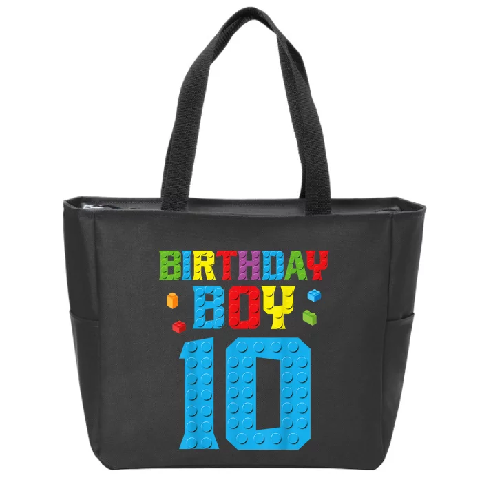 Master Builder 10th Birthday Boy Ten 10 Year Building Bricks Zip Tote Bag