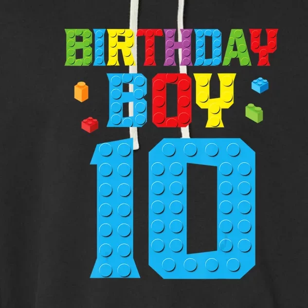 Master Builder 10th Birthday Boy Ten 10 Year Build Garment-Dyed Fleece Hoodie