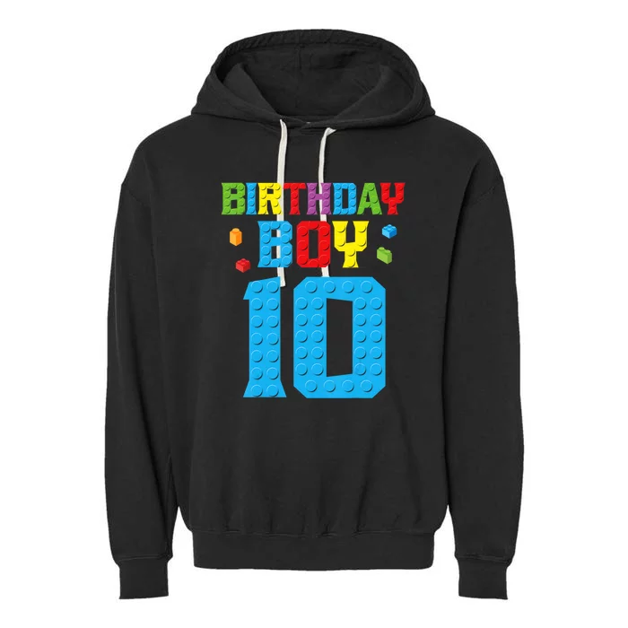 Master Builder 10th Birthday Boy Ten 10 Year Build Garment-Dyed Fleece Hoodie