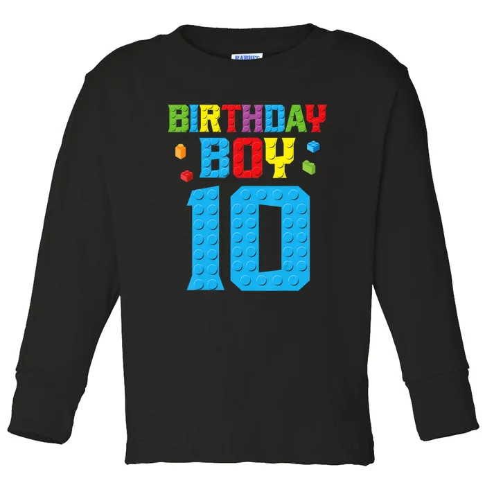 Master Builder 10th Birthday Boy Ten 10 Year Build Toddler Long Sleeve Shirt