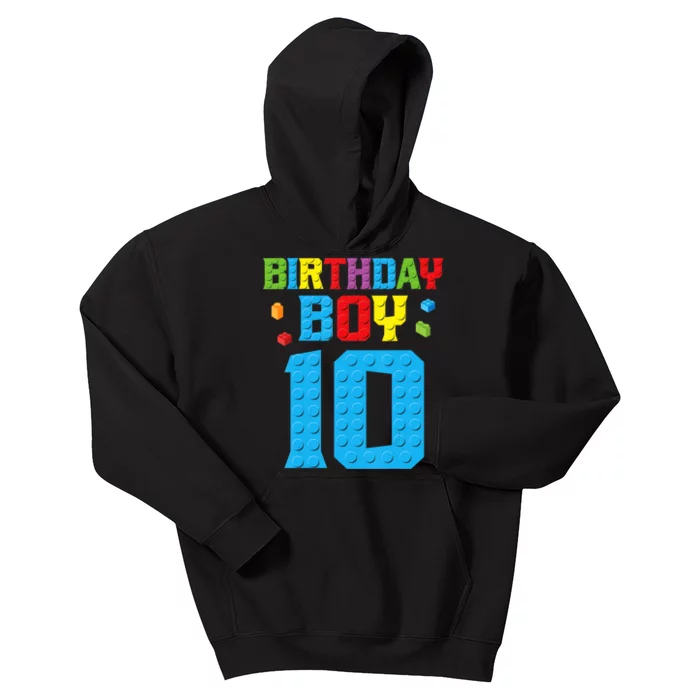 Master Builder 10th Birthday Boy Ten 10 Year Build Kids Hoodie