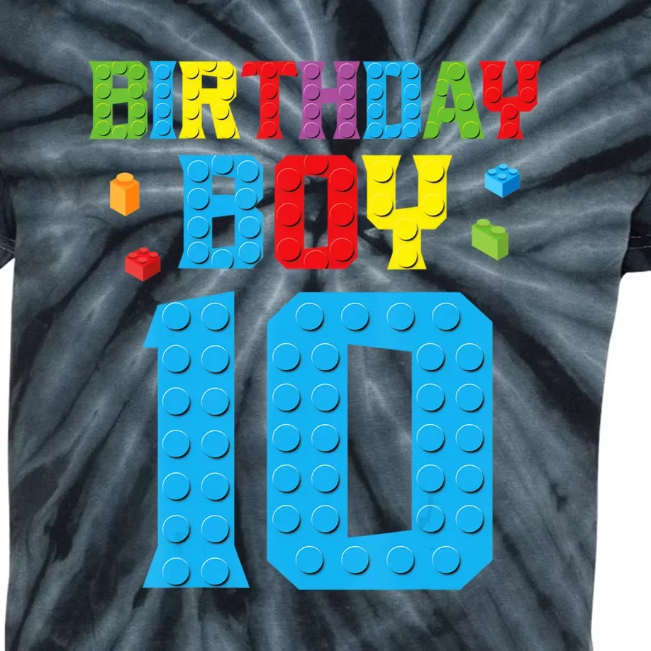 Master Builder 10th Birthday Boy Ten 10 Year Build Kids Tie-Dye T-Shirt