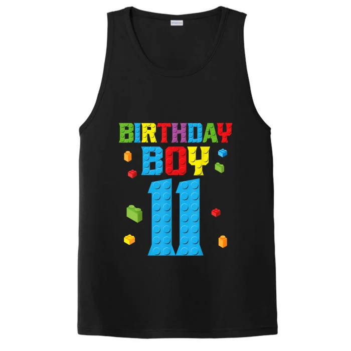 Master Builder 11th Birthday Boy 11 Year Building Bricks Performance Tank