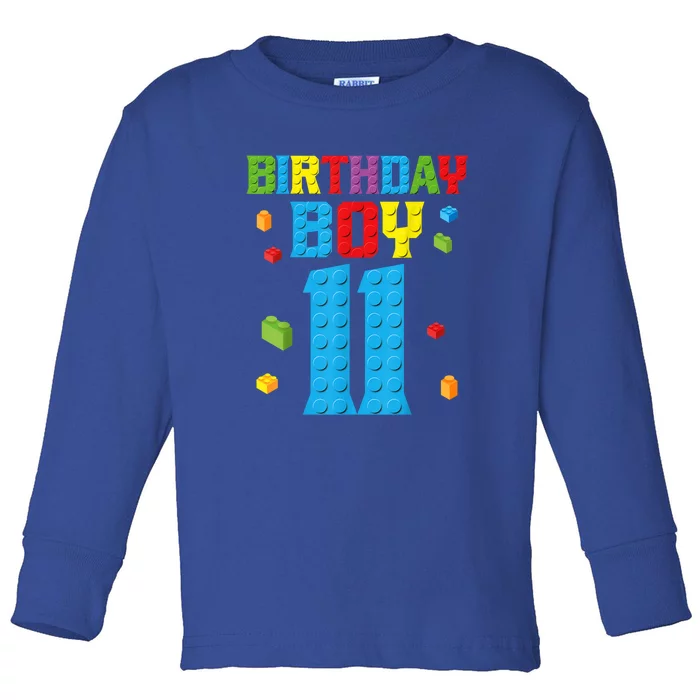 Master Builder 11th Birthday Boy 11 Year Building Bricks Toddler Long Sleeve Shirt