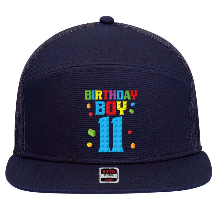 Master Builder 11th Birthday Boy 11 Year Building Bricks 7 Panel Mesh Trucker Snapback Hat