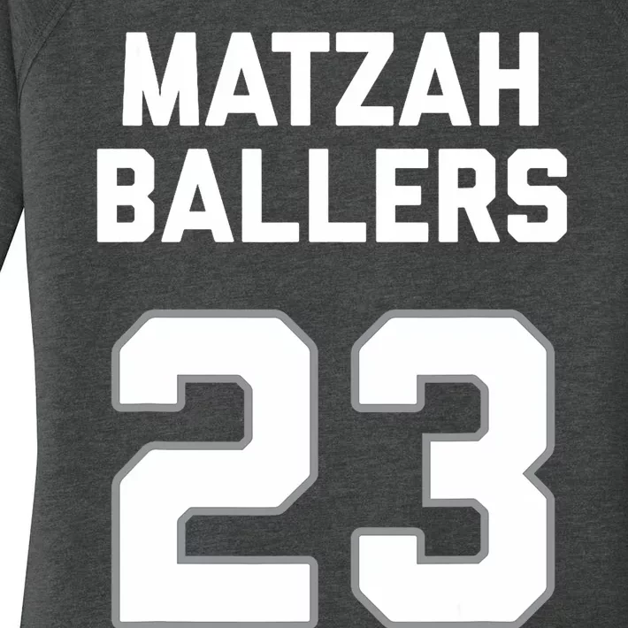 Matzah Baller 23 Funny Jewish Matzo Ball Pun Basketball Team Women's Perfect Tri Tunic Long Sleeve Shirt