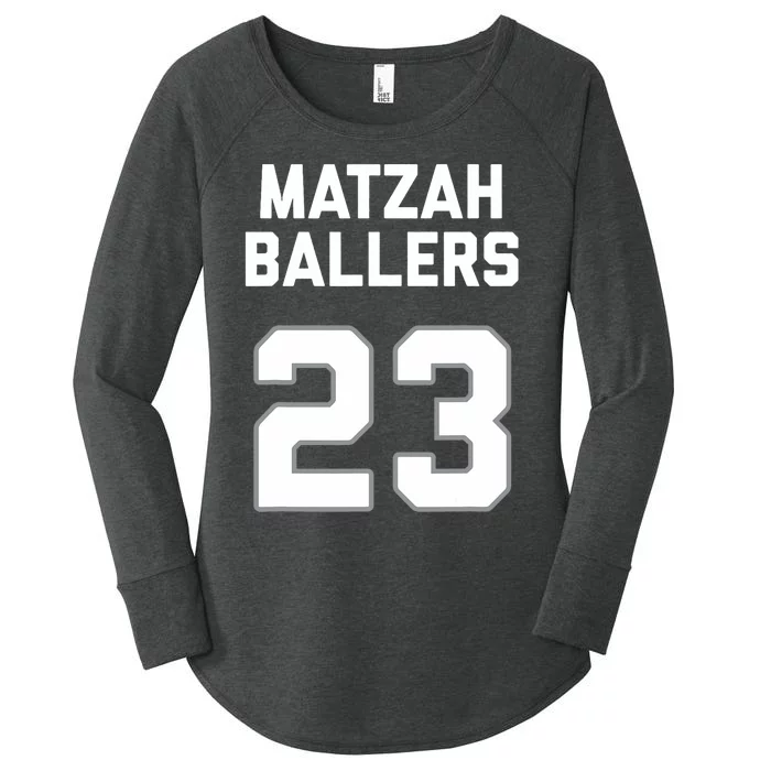 Matzah Baller 23 Funny Jewish Matzo Ball Pun Basketball Team Women's Perfect Tri Tunic Long Sleeve Shirt