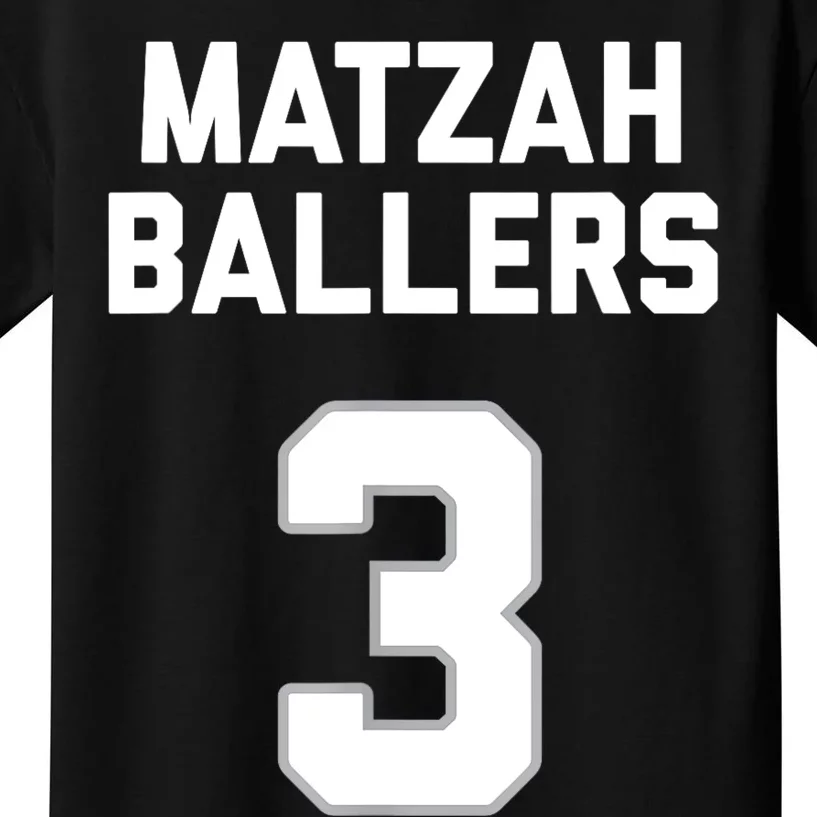 Matzah Baller 3 Funny Jewish Matzo Ball Pun Basketball Team Kids T-Shirt