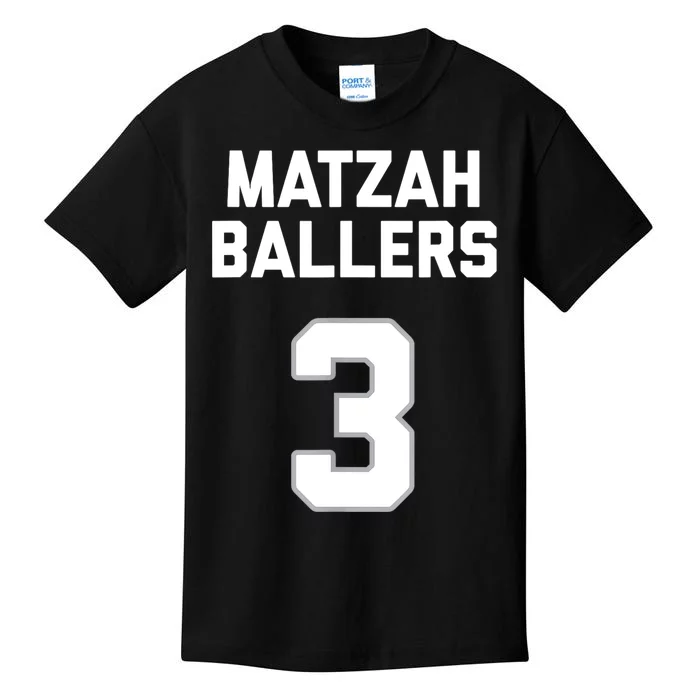 Matzah Baller 3 Funny Jewish Matzo Ball Pun Basketball Team Kids T-Shirt