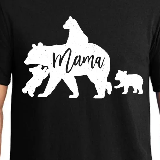 Mama Bear 3 Baby Bear Cubs Following Riding On Back TShirt TShirt Pajama Set