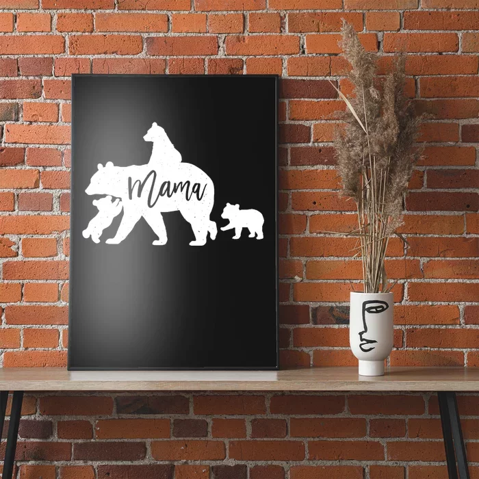 Mama Bear 3 Baby Bear Cubs Following Riding On Back TShirt TShirt Poster