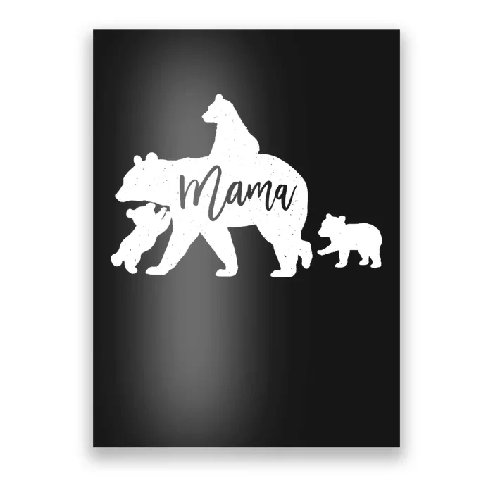 Mama Bear 3 Baby Bear Cubs Following Riding On Back TShirt TShirt Poster