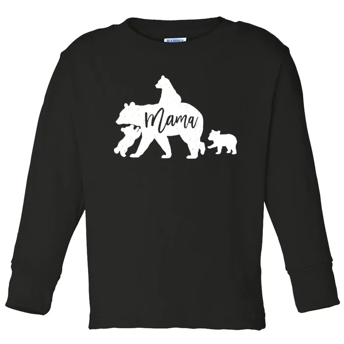 Mama Bear 3 Baby Bear Cubs Following Riding On Back TShirt TShirt Toddler Long Sleeve Shirt