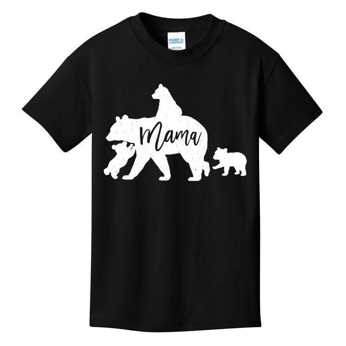 Mama Bear 3 Baby Bear Cubs Following Riding On Back TShirt TShirt Kids T-Shirt