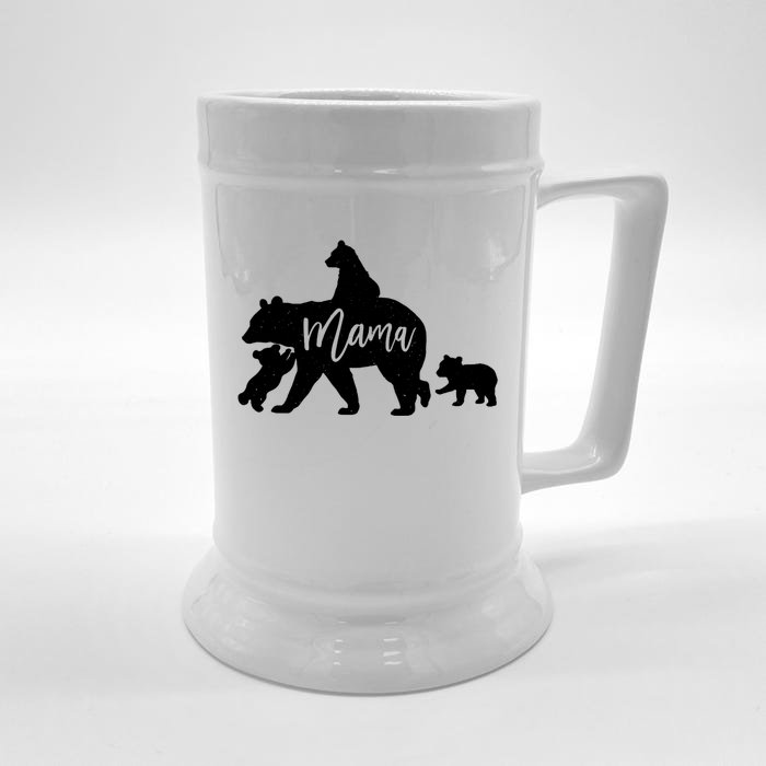 Mama Bear 3 Baby Bear Cubs Following Riding On Back TShirt TShirt Front & Back Beer Stein