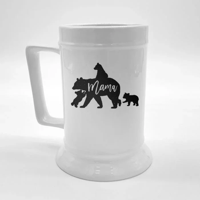 Mama Bear 3 Baby Bear Cubs Following Riding On Back TShirt TShirt Front & Back Beer Stein