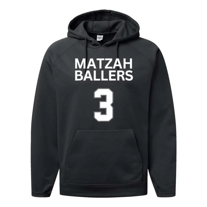 Matzah Ballers 3 Funny Jewish Pun Basketball Team Jersey Performance Fleece Hoodie