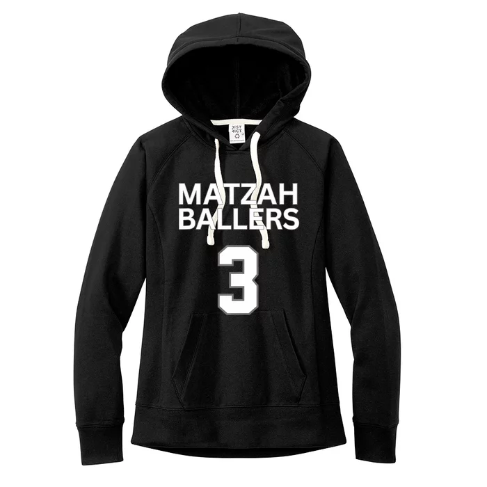 Matzah Ballers 3 Funny Jewish Pun Basketball Team Jersey Women's Fleece Hoodie