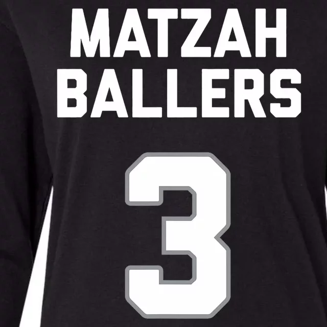 Matzah Baller 3 Funny Jewish Matzo Ball Pun Basketball Team Womens Cotton Relaxed Long Sleeve T-Shirt