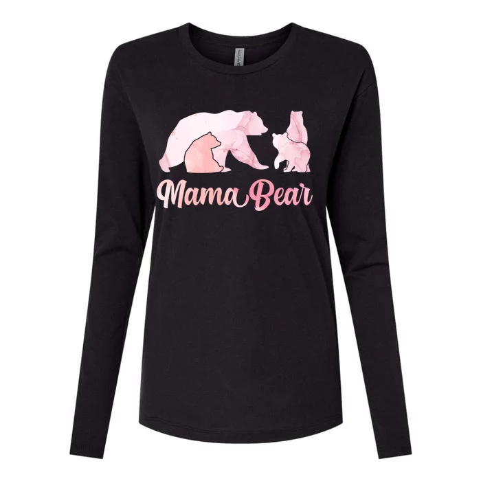 Mama Bear 3 Cubs Mom Bear Awesome Camping Gift Womens Cotton Relaxed Long Sleeve T-Shirt