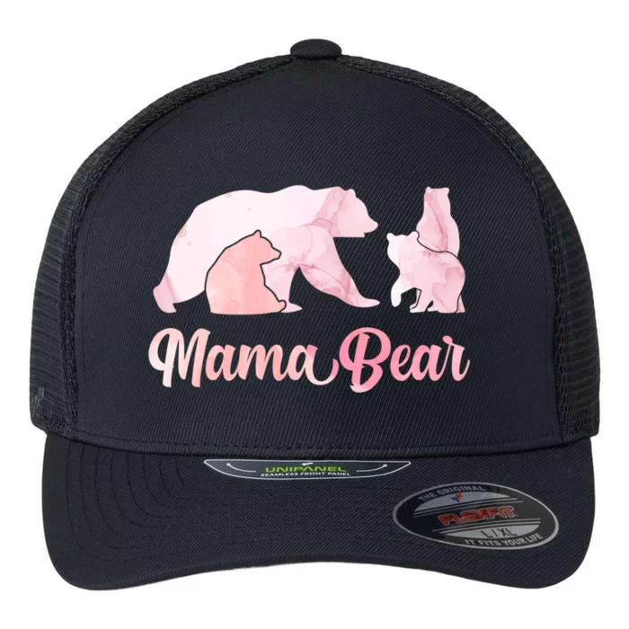 Mama Bear 3 Cubs Mom Bear Awesome Camping Gift Flexfit Unipanel Trucker Cap