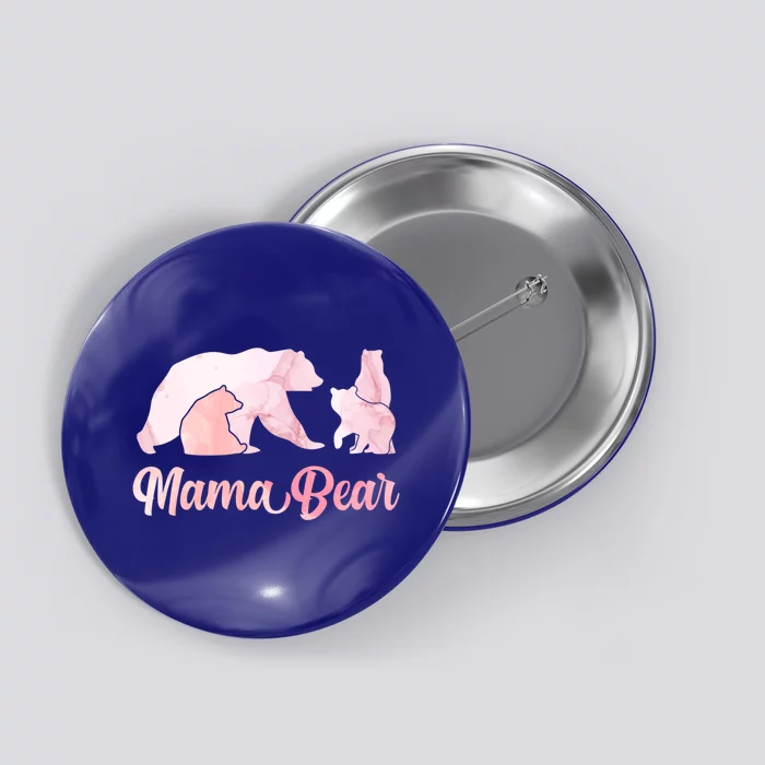 Mama Bear 3 Cubs Mom Bear Awesome Camping Gift Button