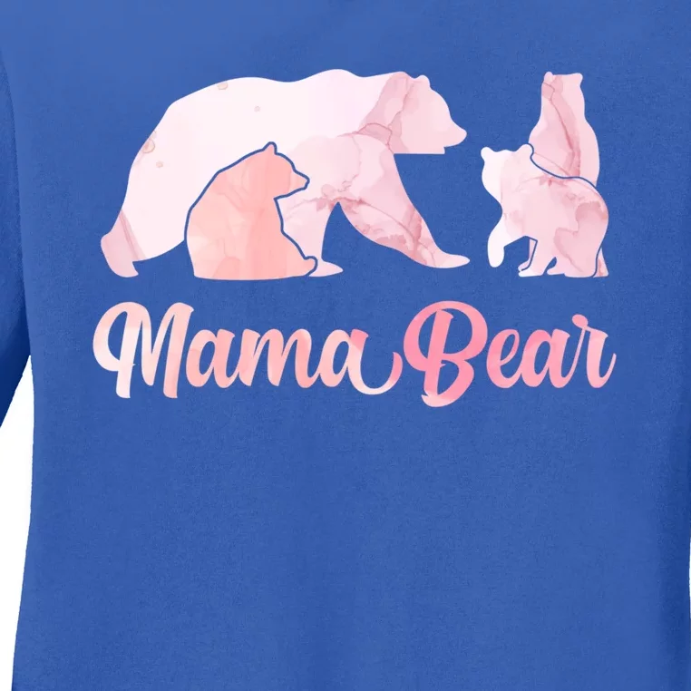 Mama Bear 3 Cubs Mom Bear Awesome Camping Gift Ladies Long Sleeve Shirt