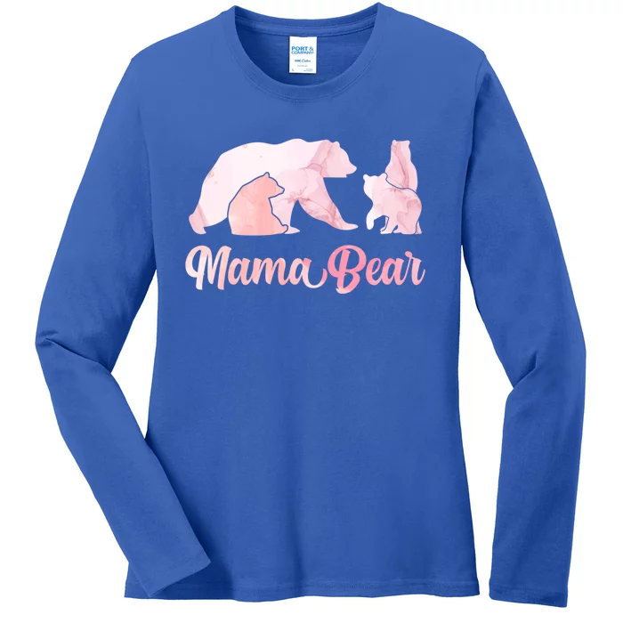 Mama Bear 3 Cubs Mom Bear Awesome Camping Gift Ladies Long Sleeve Shirt