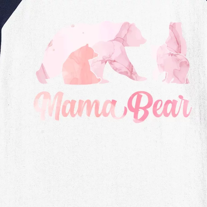 Mama Bear 3 Cubs Mom Bear Awesome Camping Gift Baseball Sleeve Shirt