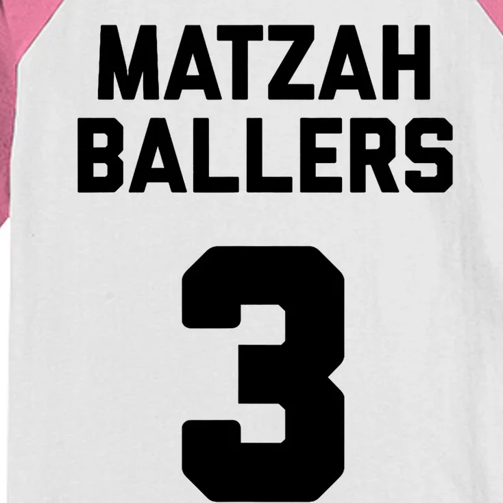 Matzah Baller 3 Funny Jewish Matzo Ball Pun Basketball Team Kids Colorblock Raglan Jersey